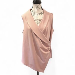Grace Karin Pink Sleeveless Wrap V-Neck Asymmetrical Blouse – Size XL